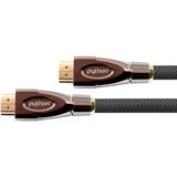 (€2,98*/1m) 5.00m PYTHON HDMI Anschlusskabel High-Speed mit Ethernet HDMI-Stecker auf HDMI-Stecker Schwarz Nylongeflecht / vergoldet