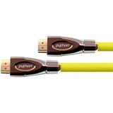 (€8,41*/1m) 1.00m PYTHON HDMI Anschlusskabel High-Speed mit Ethernet HDMI-Stecker auf HDMI-Stecker Gelb Nylongeflecht / vergoldet
