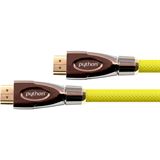 (€5,81*/1m) 1.50m PYTHON HDMI Anschlusskabel High-Speed mit Ethernet HDMI-Stecker auf HDMI-Stecker Gelb Nylongeflecht / vergoldet