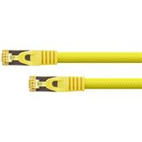 (€15,60*/1m) 0.25m PYTHON Cat. 7 Rohkabel Patchkabel S/FTP PiMF 500MHz RJ45 Stecker auf RJ45 Stecker Gelb LSOH / Nylongeflecht / Rastnasenschutz