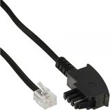 (€0,35*/1m) 20.00m InLine TAE-F Anschlusskabel 6p4c TAE-F Stecker auf RJ11 Stecker Schwarz