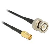 (€4,45*/1m) 2.00m Delock Antennenkabel BNC Stecker auf SMB Stecker Schwarz 50 Ohm / vergoldet